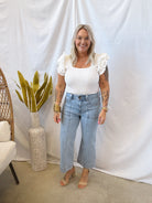 Easy Ruffle Top-White-Tank Tops-eesome-The Silo Boutique, Women's Fashion Boutique Located in Warren and Grand Forks North Dakota