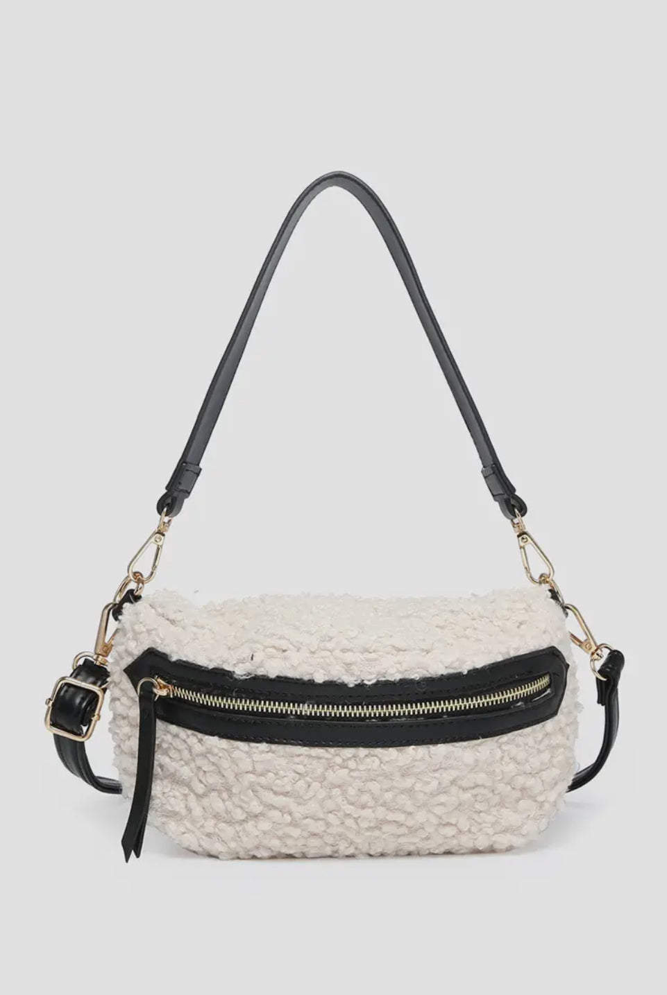 Brookie Sherpa Belt Bag w/ Strap-Crossbody Purses-Jen and Co-The Silo Boutique, Women's Fashion Boutique Located in Warren and Grand Forks North Dakota