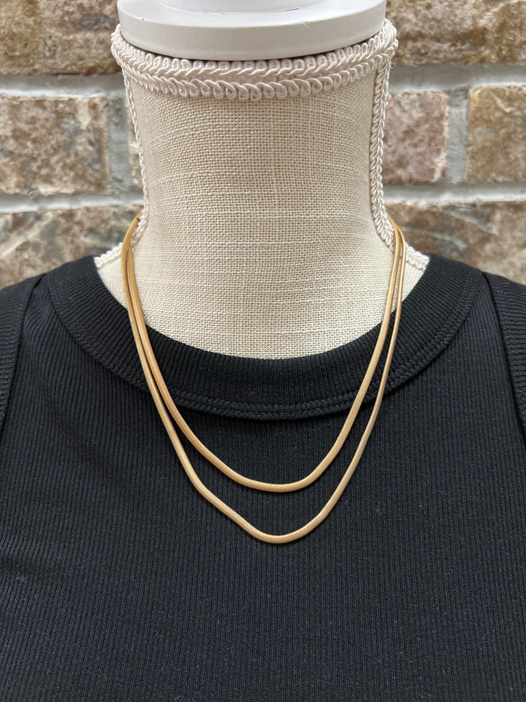 Double Bone Gold Necklace-Necklaces-Fame-The Silo Boutique, Women's Fashion Boutique Located in Warren and Grand Forks North Dakota