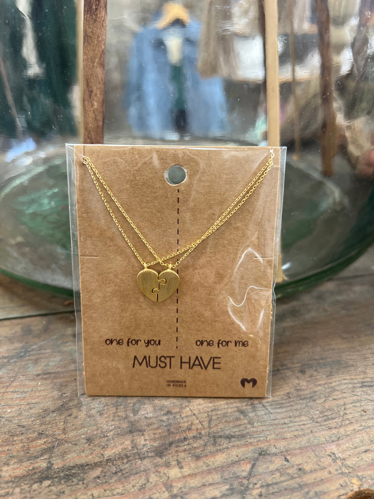 Hearty Puzzle Necklace-Necklaces-Fame-The Silo Boutique, Women's Fashion Boutique Located in Warren and Grand Forks North Dakota