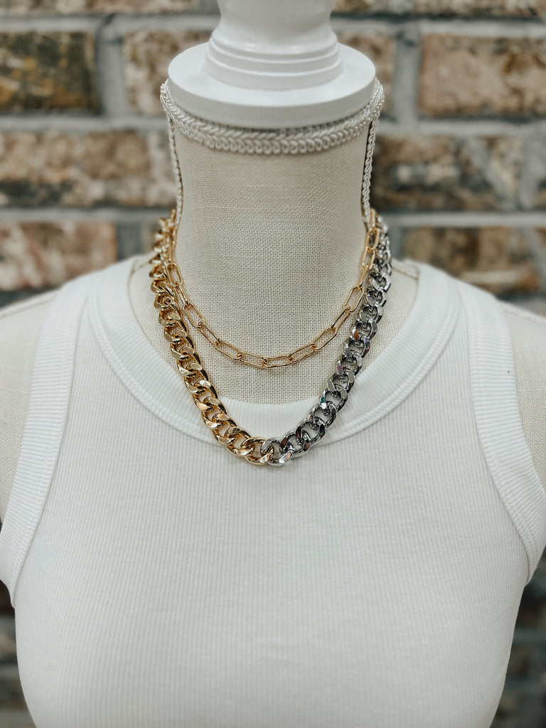 Mix Thick Chain Necklace-Necklaces-girly-The Silo Boutique, Women's Fashion Boutique Located in Warren and Grand Forks North Dakota