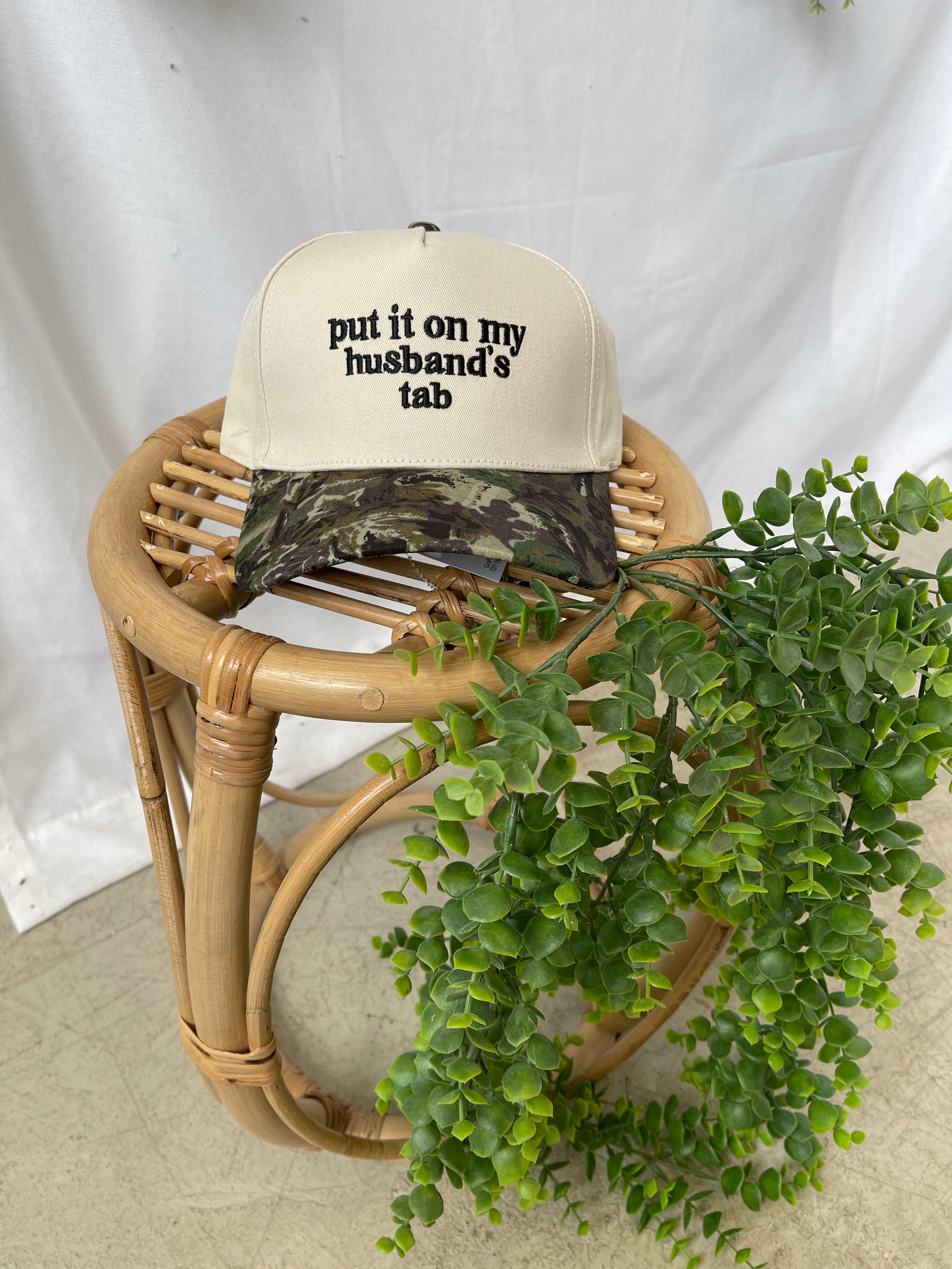 Zen Put it on My Husband's Tab Hat-Camo-Hats-Zenana-The Silo Boutique, Women's Fashion Boutique Located in Warren and Grand Forks North Dakota