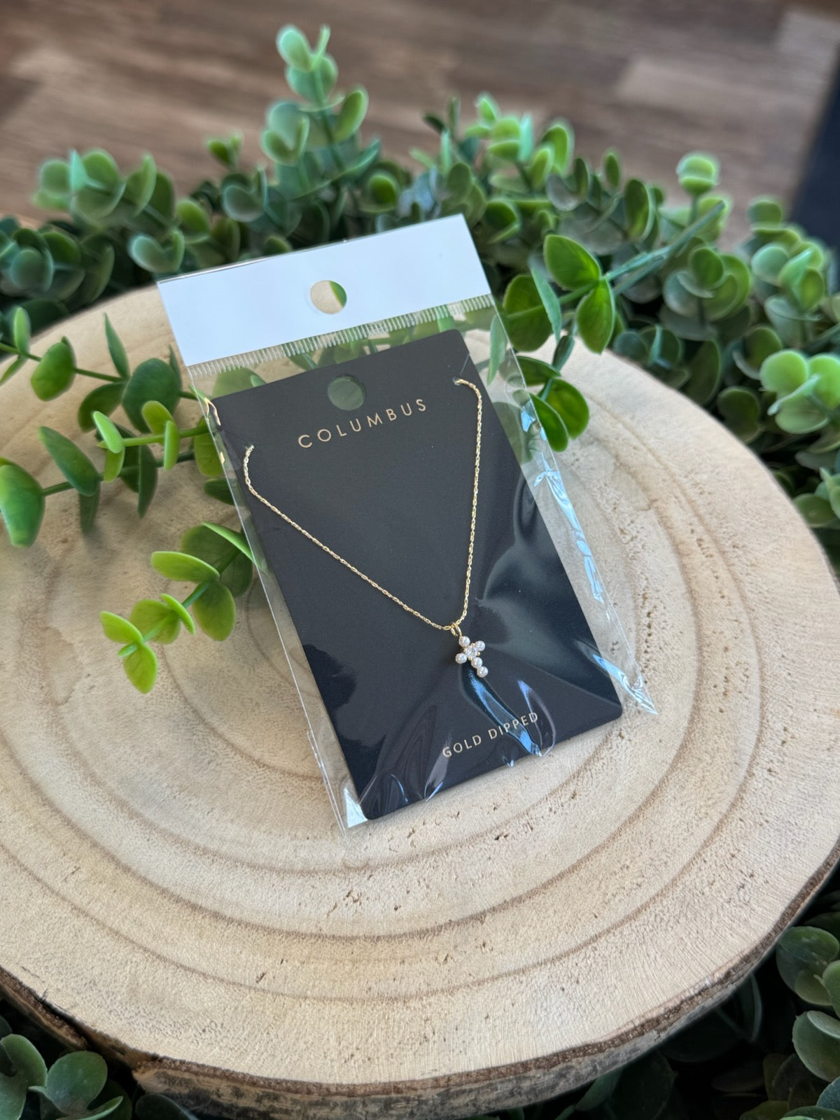 Mini Pearl Cross Necklace-Necklaces-Fame-The Silo Boutique, Women's Fashion Boutique Located in Warren and Grand Forks North Dakota