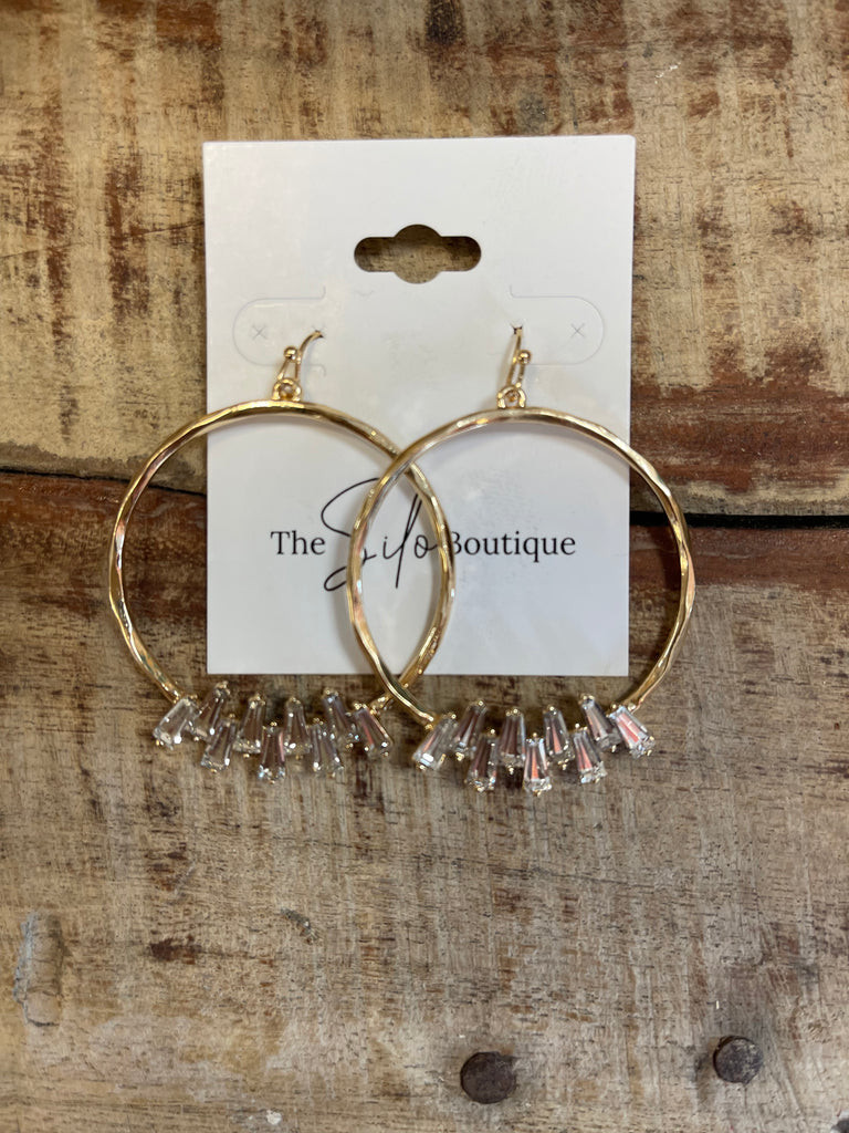 Gold Gem Hoop Earrings-earrings-Dallas Market-The Silo Boutique, Women's Fashion Boutique Located in Warren and Grand Forks North Dakota