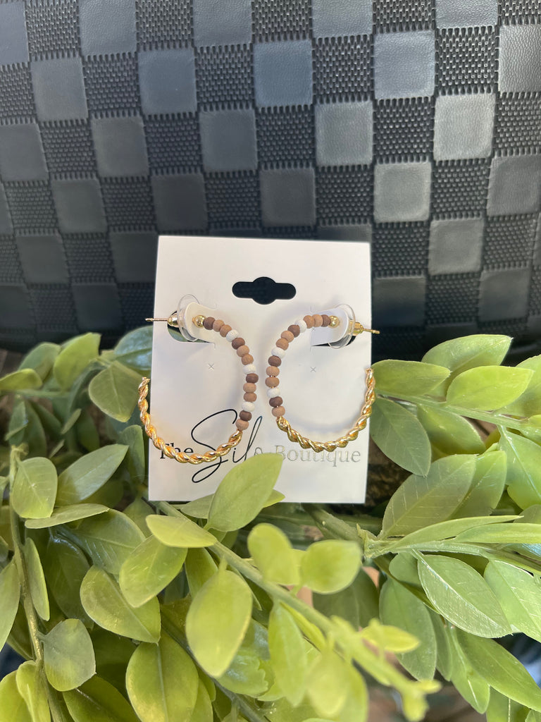 Kenze Bead Gold Mix Hoop Earrings-earrings-kennze-The Silo Boutique, Women's Fashion Boutique Located in Warren and Grand Forks North Dakota