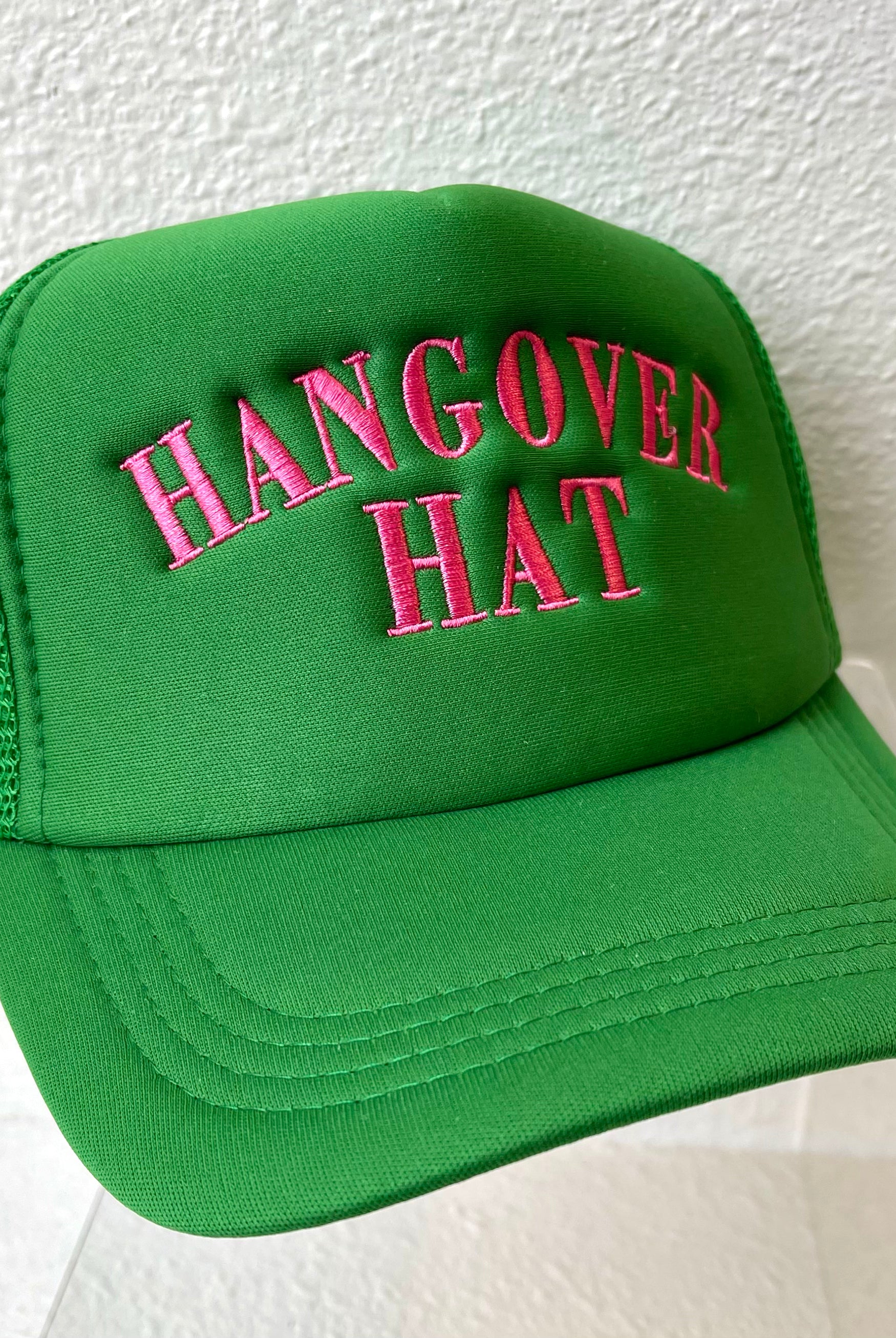 Green Hangover Trucker Hat-Hats-panaache-The Silo Boutique, Women's Fashion Boutique Located in Warren and Grand Forks North Dakota