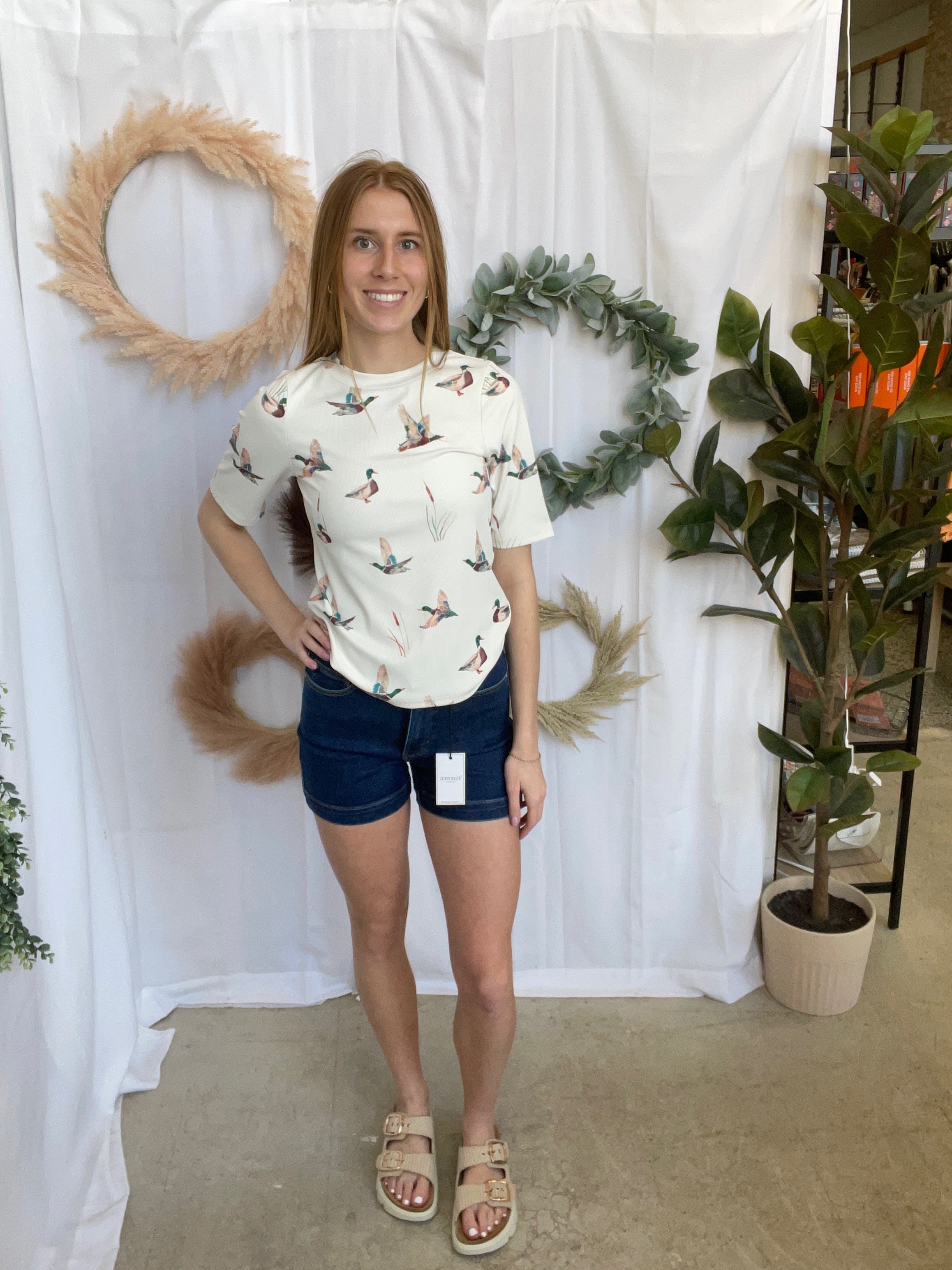 Mallard Duck Fitted Tee-Short Sleeve Tops-anniewear-The Silo Boutique, Women's Fashion Boutique Located in Warren and Grand Forks North Dakota