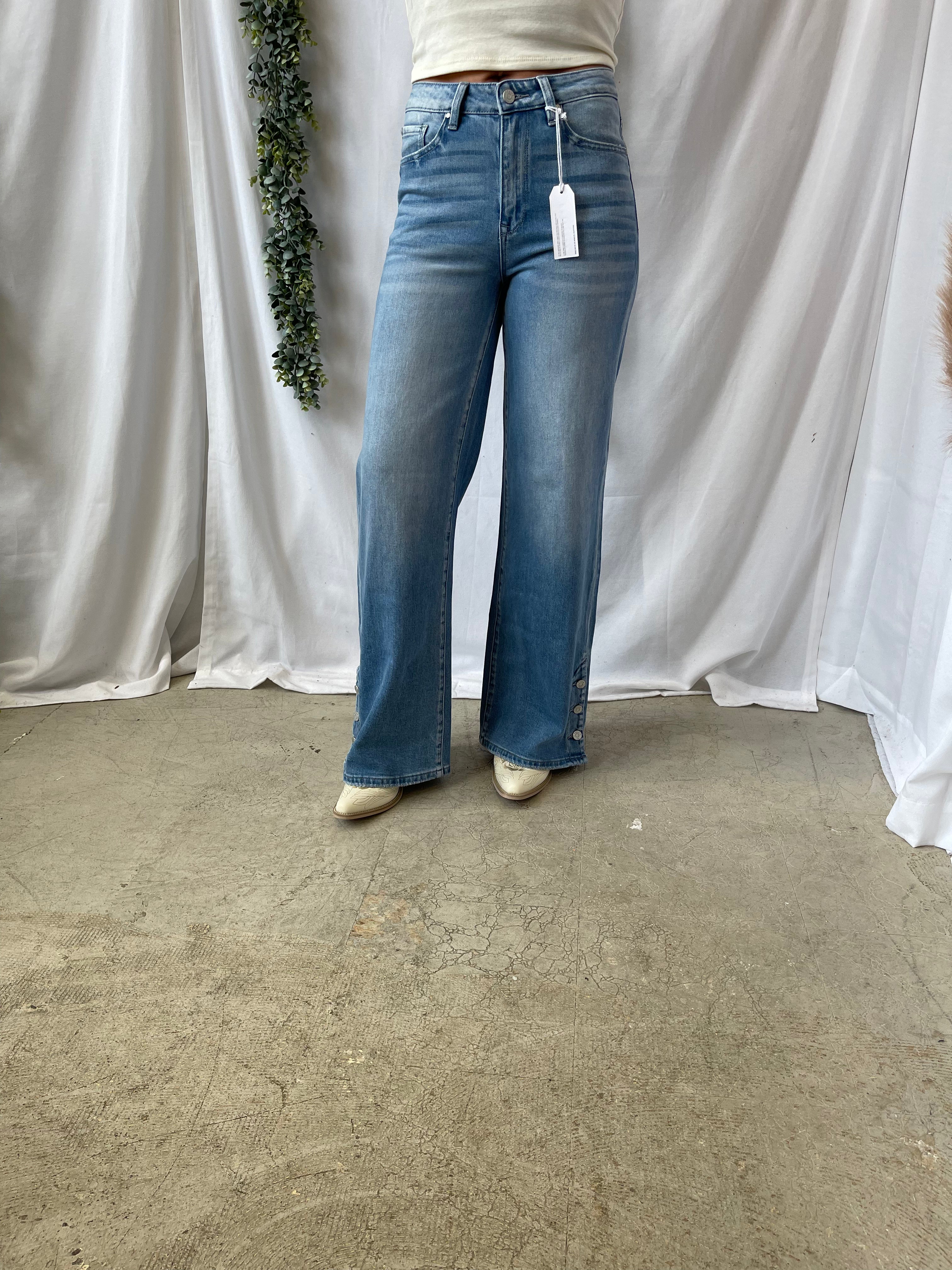 Petra Super Soft Button Detail Flare Jean-Jeans-petra-The Silo Boutique, Women's Fashion Boutique Located in Warren and Grand Forks North Dakota
