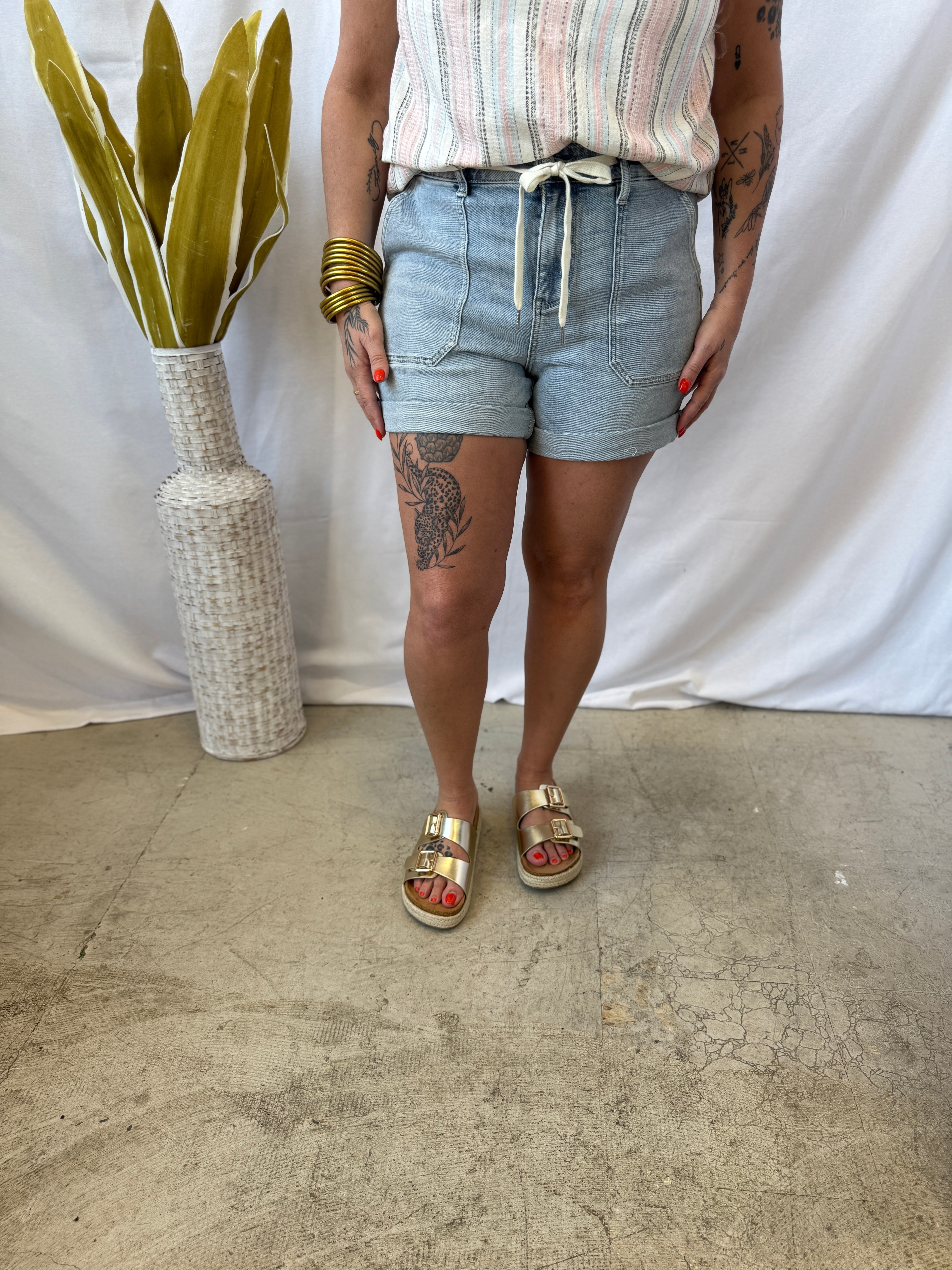 Judy Blue Light Wash Jogger Shorts-Shorts-judy blue-The Silo Boutique, Women's Fashion Boutique Located in Warren and Grand Forks North Dakota