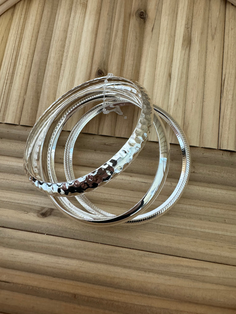 Mixed Metallic Bangle Bracelet Set-Bracelets-Fame-The Silo Boutique, Women's Fashion Boutique Located in Warren and Grand Forks North Dakota