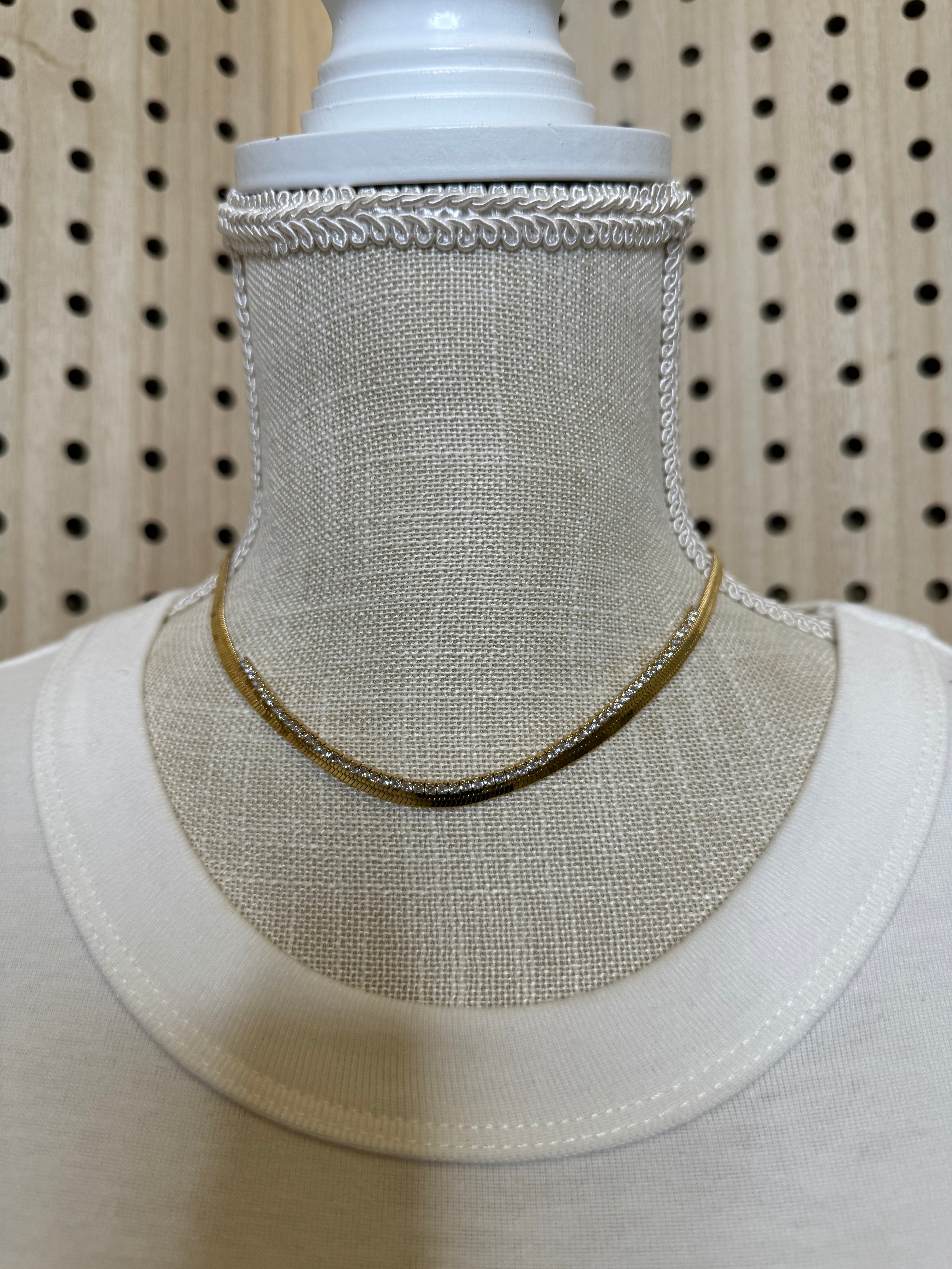 Beljoy Noni Crystal Snake Chain Necklace-Necklaces-beljoy-The Silo Boutique, Women's Fashion Boutique Located in Warren and Grand Forks North Dakota