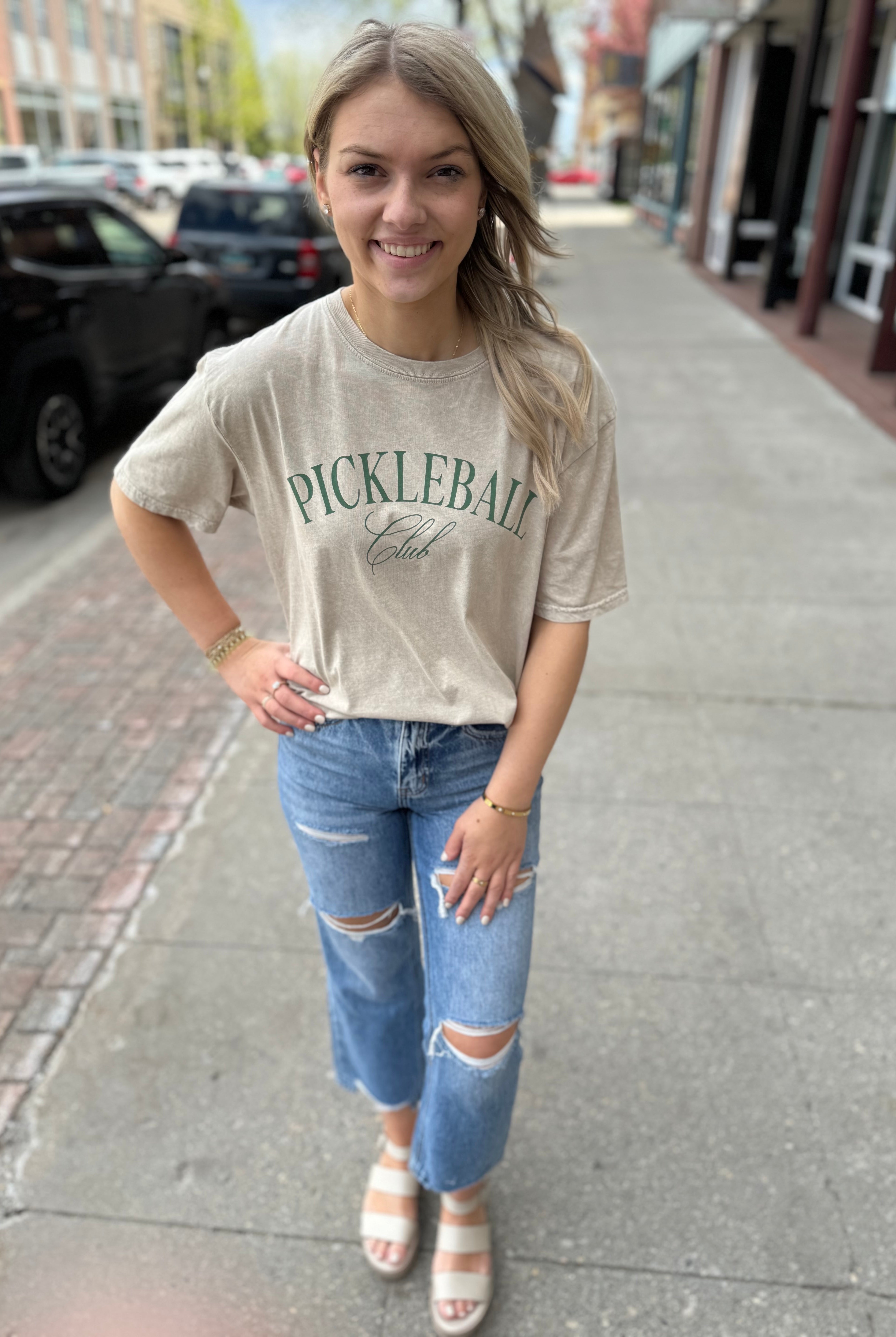Pickleball Oversized Graphic Tee-Graphic Tees-oat-The Silo Boutique, Women's Fashion Boutique Located in Warren and Grand Forks North Dakota