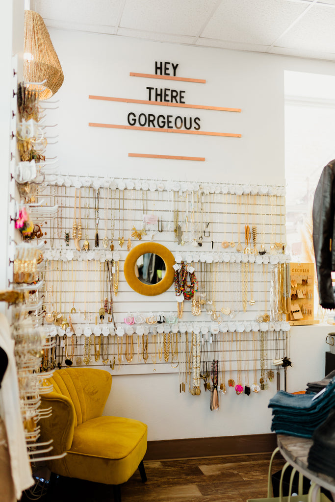 Accessories Collection | Image of jewelry displayed inside The Silo Boutique's Physical Storefront