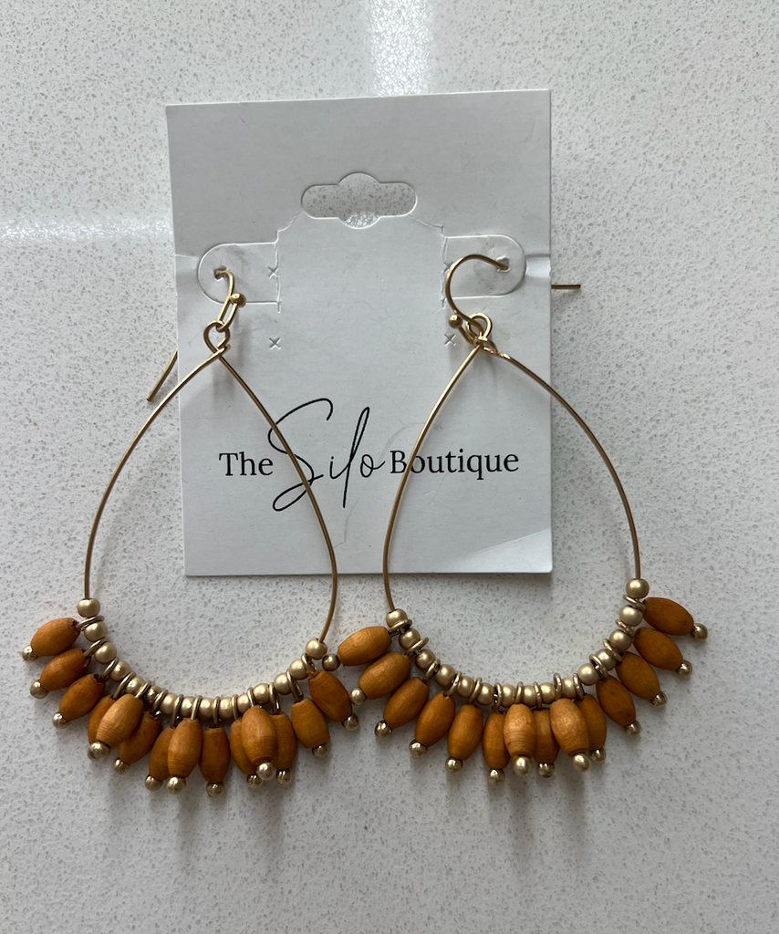 Brown Bead Gold Earrings-earrings-Dallas Market-The Silo Boutique, Women's Fashion Boutique Located in Warren and Grand Forks North Dakota