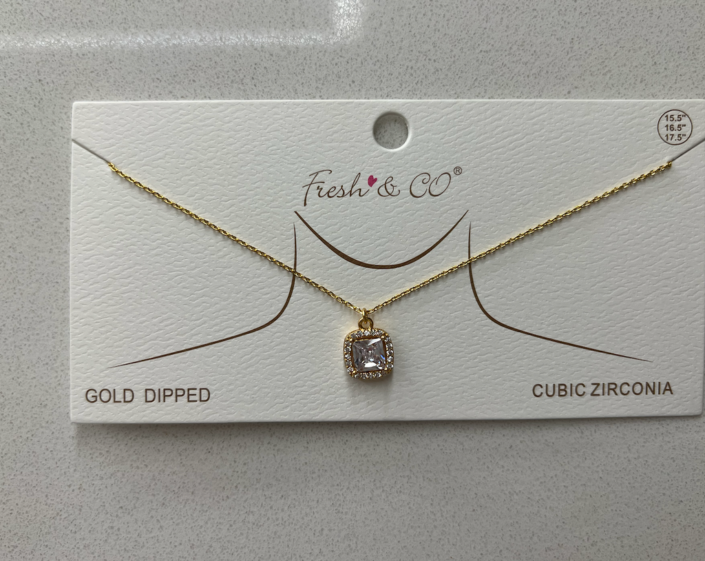 Mini Square Gold Dipped Necklace-Necklaces-Dallas Market-The Silo Boutique, Women's Fashion Boutique Located in Warren and Grand Forks North Dakota