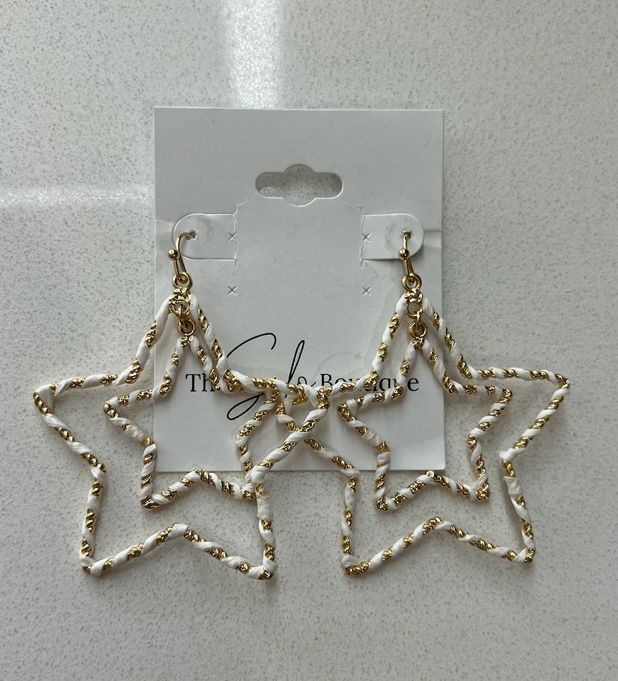 White Thread Star Earrings-earrings-Dallas Market-The Silo Boutique, Women's Fashion Boutique Located in Warren and Grand Forks North Dakota