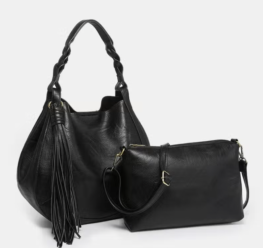 Gray Leather Fringe Hobo Bag Fringe Bag Bag With Tassels 