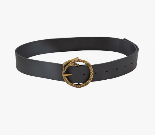 Circle Snake Buckle Faux Leather Fashion Belt-The Silo Boutique-The Silo Boutique, Women's Fashion Boutique Located in Warren and Grand Forks North Dakota