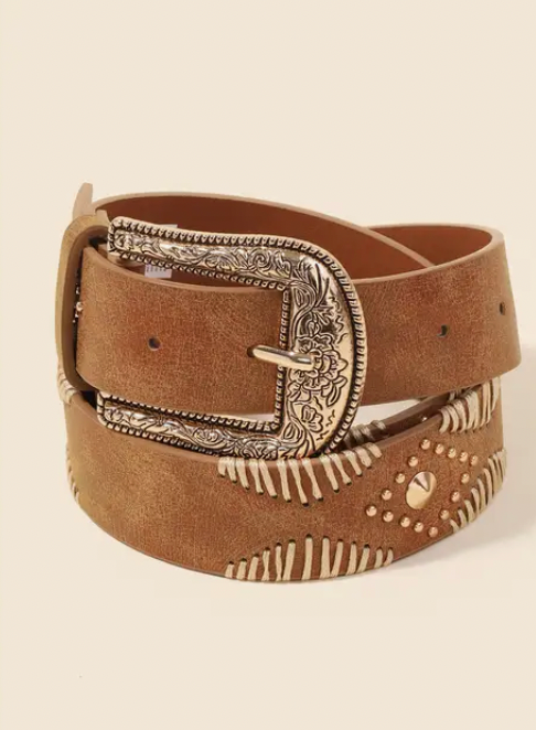 Floral Brown Belt-Belts-anarchy-The Silo Boutique, Women's Fashion Boutique Located in Warren and Grand Forks North Dakota