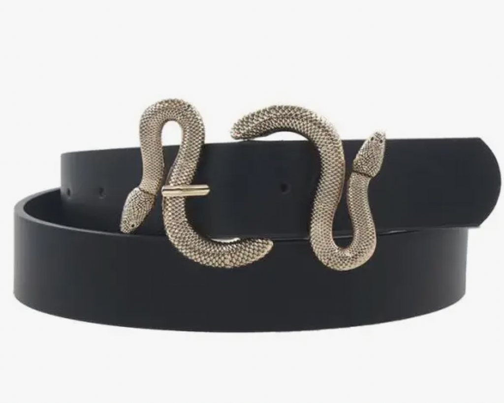 Black Golden Snake Belt-Belts-amb-The Silo Boutique, Women's Fashion Boutique Located in Warren and Grand Forks North Dakota