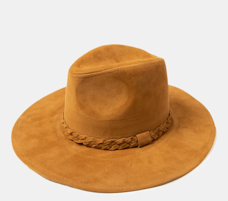 Jen & Co Suede Fedora w/ Braided Band-hats-Jen and Co-The Silo Boutique, Women's Fashion Boutique Located in Warren and Grand Forks North Dakota