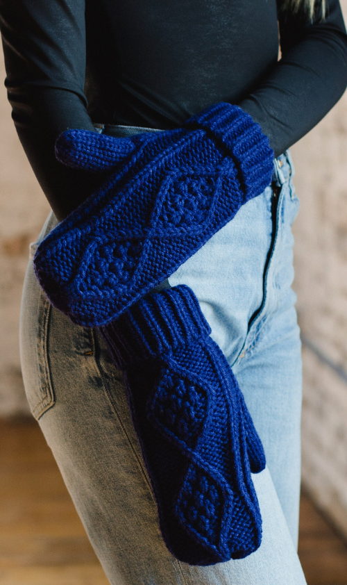Panache Royal Blue Cable Mittens-Gloves & Mittens-panache-The Silo Boutique, Women's Fashion Boutique Located in Warren and Grand Forks North Dakota