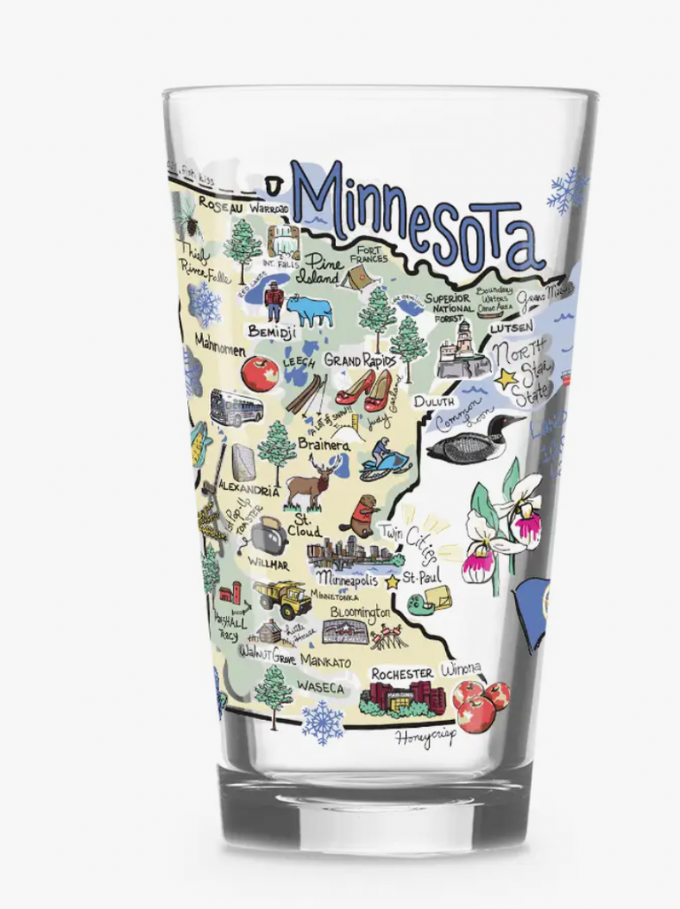Fishkiss Minnesota Drinking Glass-Drinkware-Wet It-The Silo Boutique, Women's Fashion Boutique Located in Warren and Grand Forks North Dakota