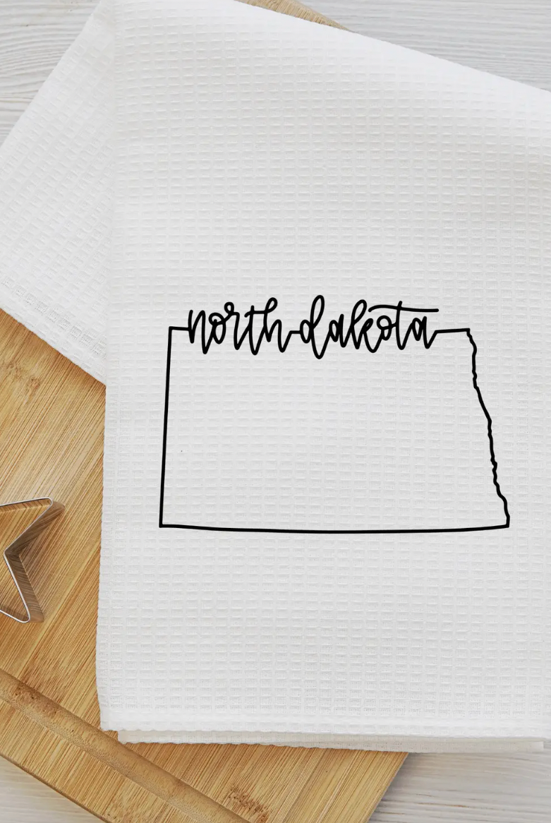 North Dakota Waffle Dish Tea Towel-Tea Towels-Daisy May Designs-The Silo Boutique, Women's Fashion Boutique Located in Warren and Grand Forks North Dakota
