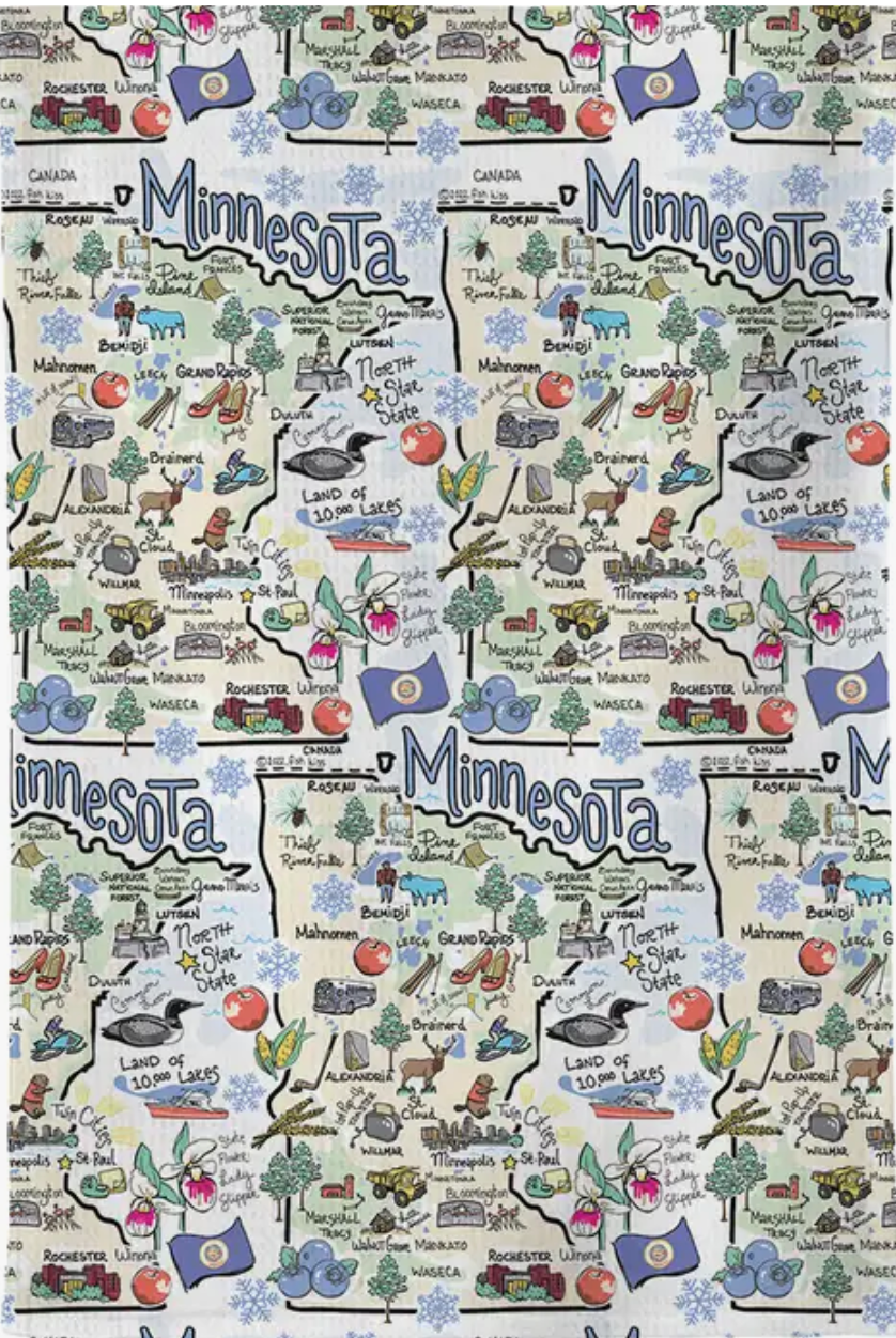 Fishkiss Favorite of Minnesota State Tea Towel-Tea Towels-Daisy May Designs-The Silo Boutique, Women's Fashion Boutique Located in Warren and Grand Forks North Dakota