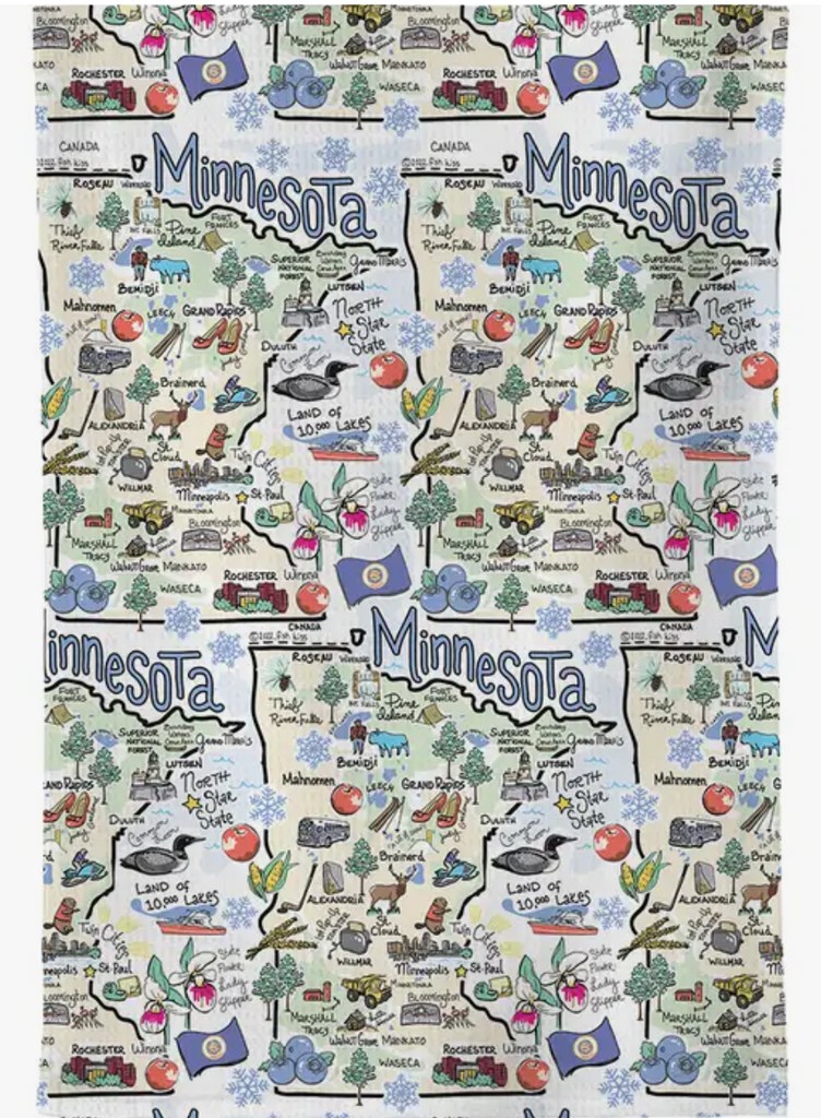 Fishkiss Favorite of Minnesota State Tea Towel-Tea Towels-Daisy May Designs-The Silo Boutique, Women's Fashion Boutique Located in Warren and Grand Forks North Dakota