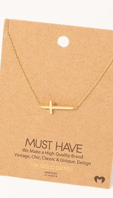 Side Cross Necklace-Necklaces-Fame-The Silo Boutique, Women's Fashion Boutique Located in Warren and Grand Forks North Dakota