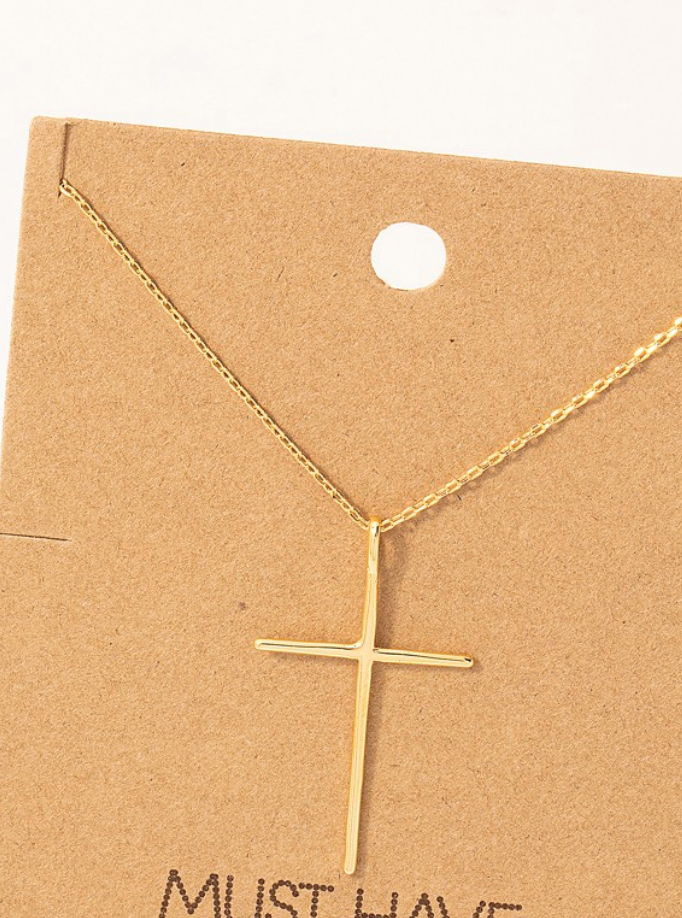 Simple Cross Necklace-Necklaces-Fame-The Silo Boutique, Women's Fashion Boutique Located in Warren and Grand Forks North Dakota