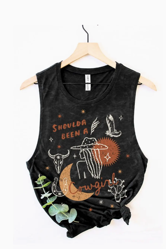 Shoulda Been a Cowgirl Tank Top-Tank Tops-destash-The Silo Boutique, Women's Fashion Boutique Located in Warren and Grand Forks North Dakota