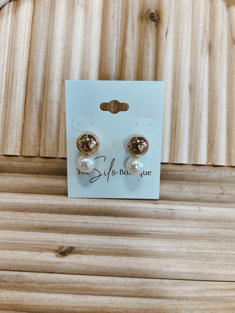 Kenze Gold and Pearl Post Earrings-earrings-kennze-The Silo Boutique, Women's Fashion Boutique Located in Warren and Grand Forks North Dakota