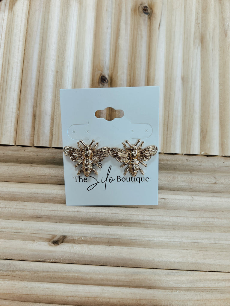 Gold Just BEE Earrings-earrings-kennze-The Silo Boutique, Women's Fashion Boutique Located in Warren and Grand Forks North Dakota