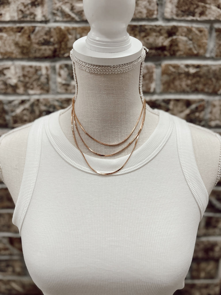 Kenze Rose Gold Trio Layered Necklace-Necklaces-kennze-The Silo Boutique, Women's Fashion Boutique Located in Warren and Grand Forks North Dakota