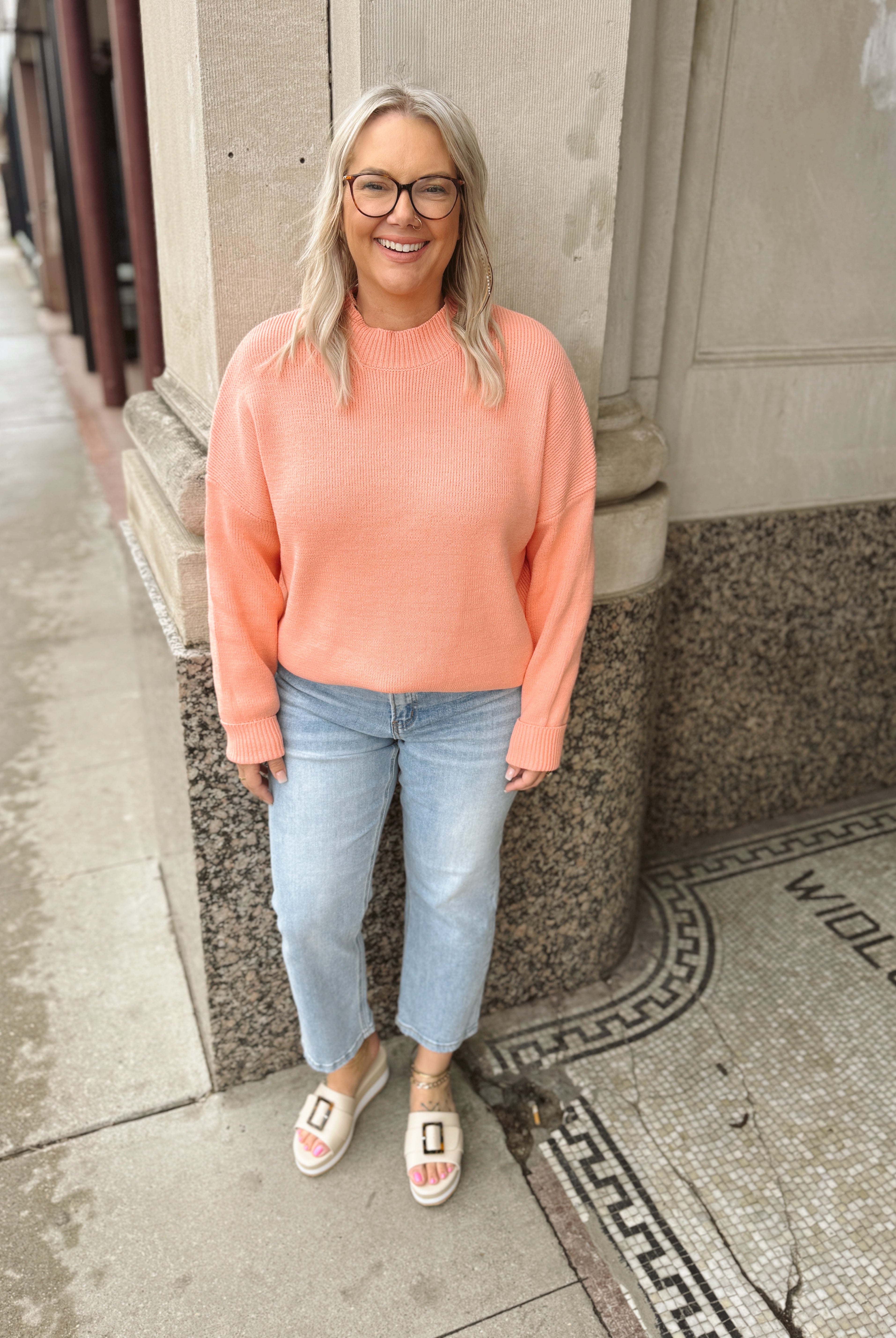 Salmon Sweater-Sweaters-by together-The Silo Boutique, Women's Fashion Boutique Located in Warren and Grand Forks North Dakota