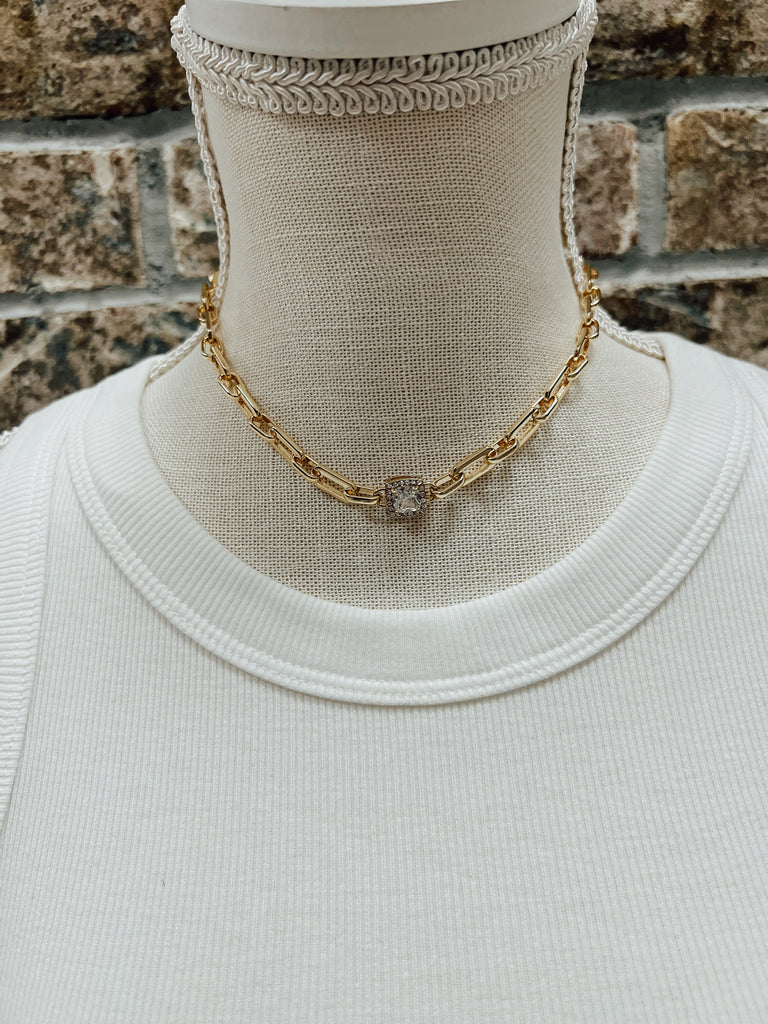 Kenze Stone Gold Chain Necklace-Necklaces-kennze-The Silo Boutique, Women's Fashion Boutique Located in Warren and Grand Forks North Dakota
