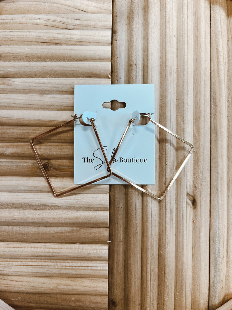 Kenze Gold Square Hoop Earrings-earrings-kennze-The Silo Boutique, Women's Fashion Boutique Located in Warren and Grand Forks North Dakota
