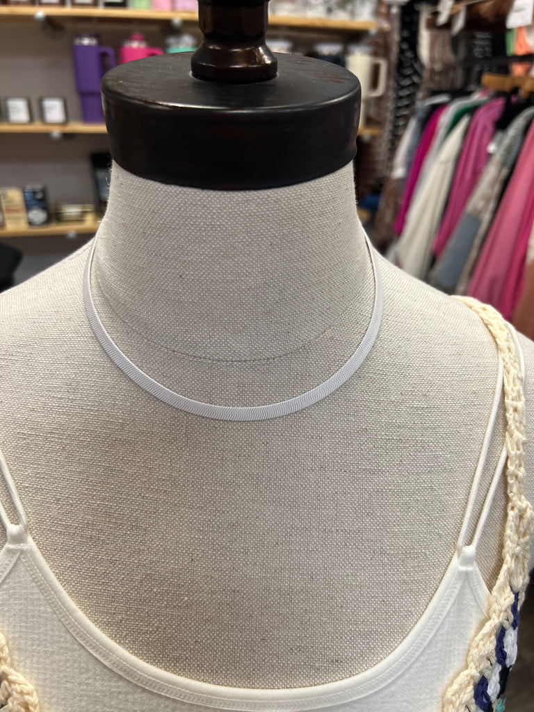 White Herringbone Necklace-Necklaces-Dallas Market-The Silo Boutique, Women's Fashion Boutique Located in Warren and Grand Forks North Dakota