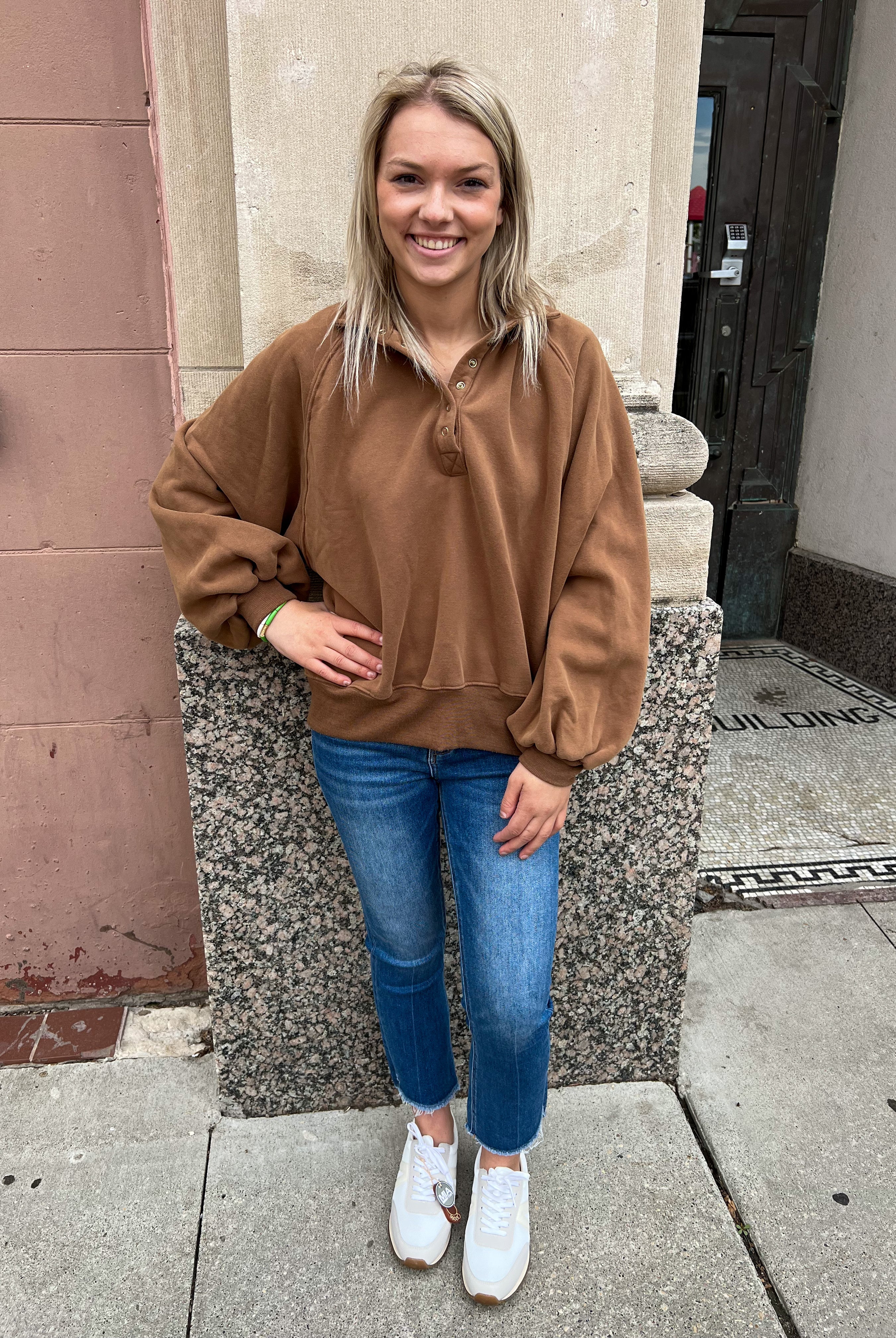 Piper Snap Sweatshirt-Sweatshirts-papermoon-The Silo Boutique, Women's Fashion Boutique Located in Warren and Grand Forks North Dakota