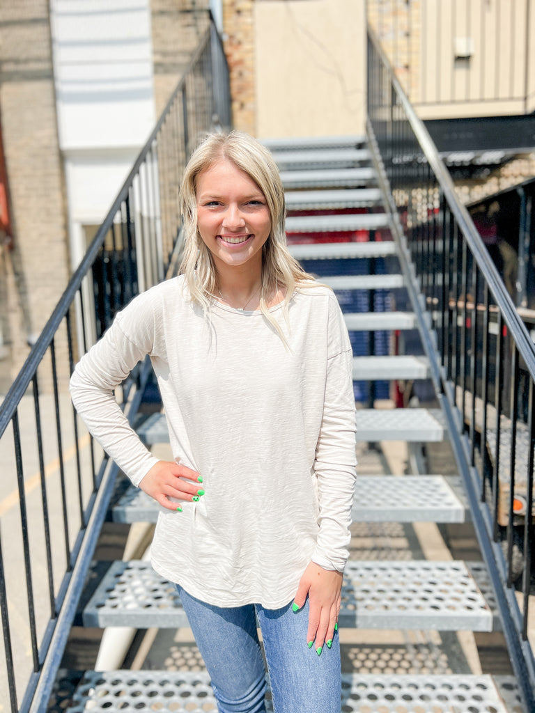 Be Cool Stone Long Sleeve Top-top-be cool-The Silo Boutique, Women's Fashion Boutique Located in Warren and Grand Forks North Dakota