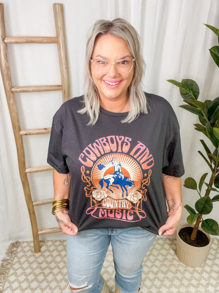 Cowboys and Country Music Tee-Graphic Tees-zutter-The Silo Boutique, Women's Fashion Boutique Located in Warren and Grand Forks North Dakota
