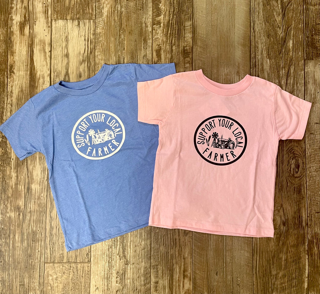 Kids Support Your Local Farmer Tee-Graphic Tees-Oceans & 7th-The Silo Boutique, Women's Fashion Boutique Located in Warren and Grand Forks North Dakota