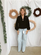 Gold Accent Sweater-Black-Sweaters-ENTRO-The Silo Boutique, Women's Fashion Boutique Located in Warren and Grand Forks North Dakota