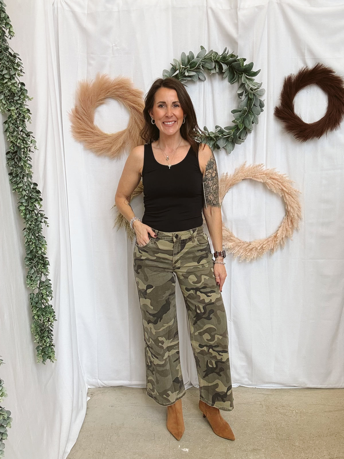 Kut Meg Wide Leg Camo Jeans-Jeans-kut-The Silo Boutique, Women's Fashion Boutique Located in Warren and Grand Forks North Dakota