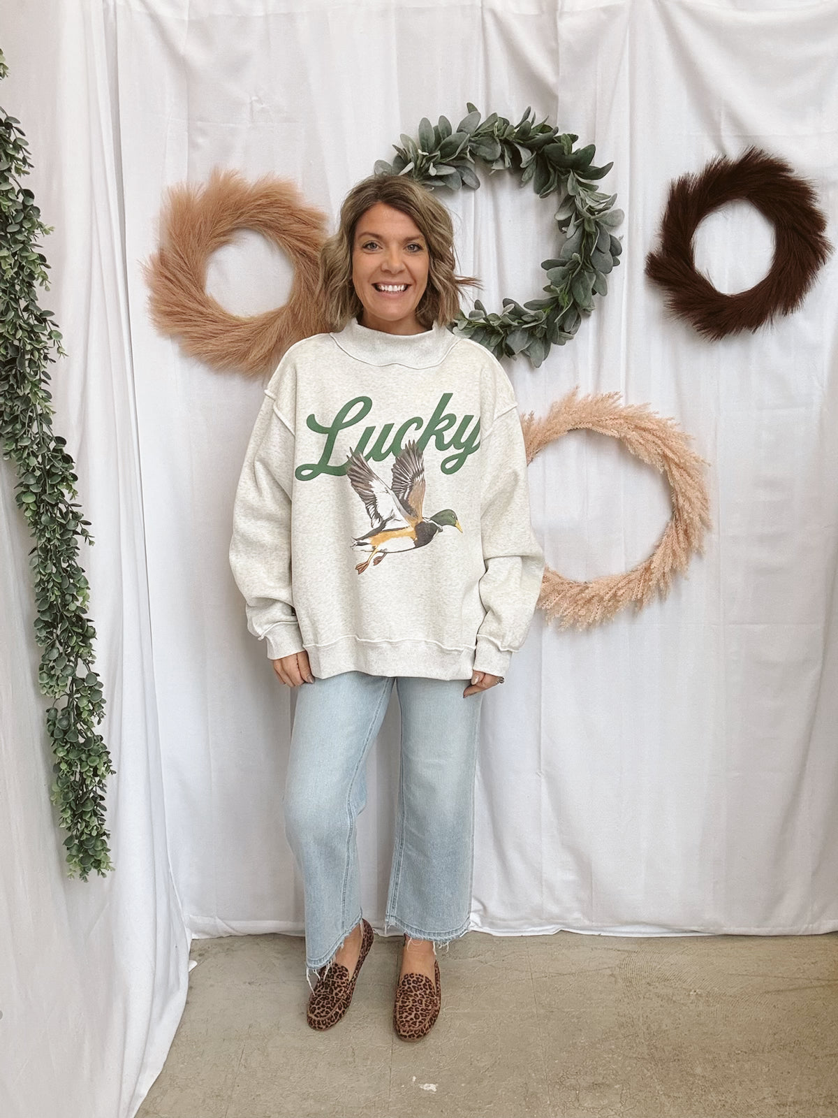 Bucketlist Duck Reversible Sweatshirt-Ash-sweashirts-bucketlist-The Silo Boutique, Women's Fashion Boutique Located in Warren and Grand Forks North Dakota