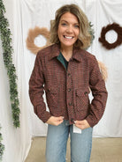 The Dar Check Blazer Jacket-Sweaters-skies are blue-The Silo Boutique, Women's Fashion Boutique Located in Warren and Grand Forks North Dakota