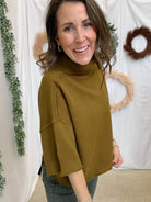 Lovie Half Sleeve Sweater-Olive-Sweaters-peach love-The Silo Boutique, Women's Fashion Boutique Located in Warren and Grand Forks North Dakota