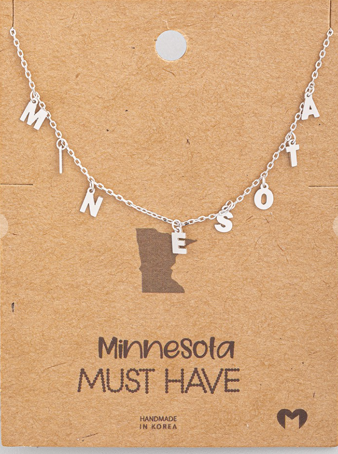 Minnesota Print Necklace-Necklaces-Fame-The Silo Boutique, Women's Fashion Boutique Located in Warren and Grand Forks North Dakota